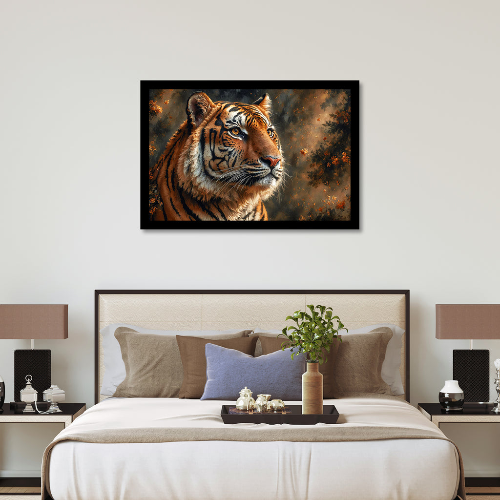 Luxariya Tiger Canvas Print 20x30", Black/White Framed, 12x18"-24x36" Bold Wall Art